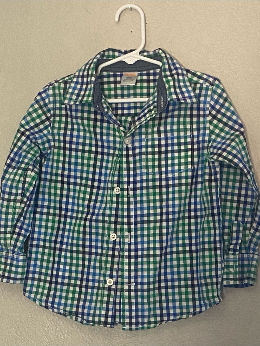 Gymboree Blue & Green Plaid Button-Down Shirt 3T EUC